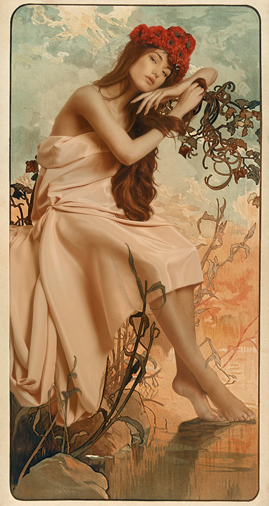 Фотосессия рыжеволосой девушки в образе Лето