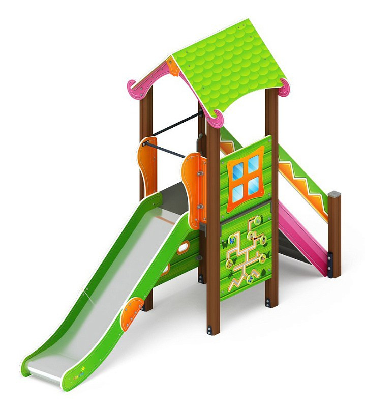 Лукоморье - ДИК 2.25.01-11.С - Игровой комплекс H=1200                                                                                                                      Габариты (ШхДхВ): 4080x1290x3000                                                                                                                                                                     Зона безопасности, мм: 8580х4290                                                                                                                                                                        Скат горки: H=1200 (металлический скат)