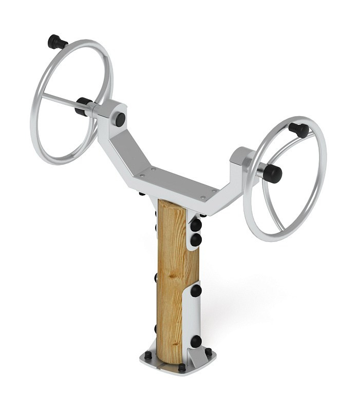 Тренажер рули (положение сидя) (лиственница орех) СТ 106-Л.И2.02 Габариты (ШхДхВ): 1230х500х1180 Зона безопасности, мм: 3460х2000 Оборудование предназначено для подростков в возрасте от 14 лет и взрослых, весом не более 100 кг.