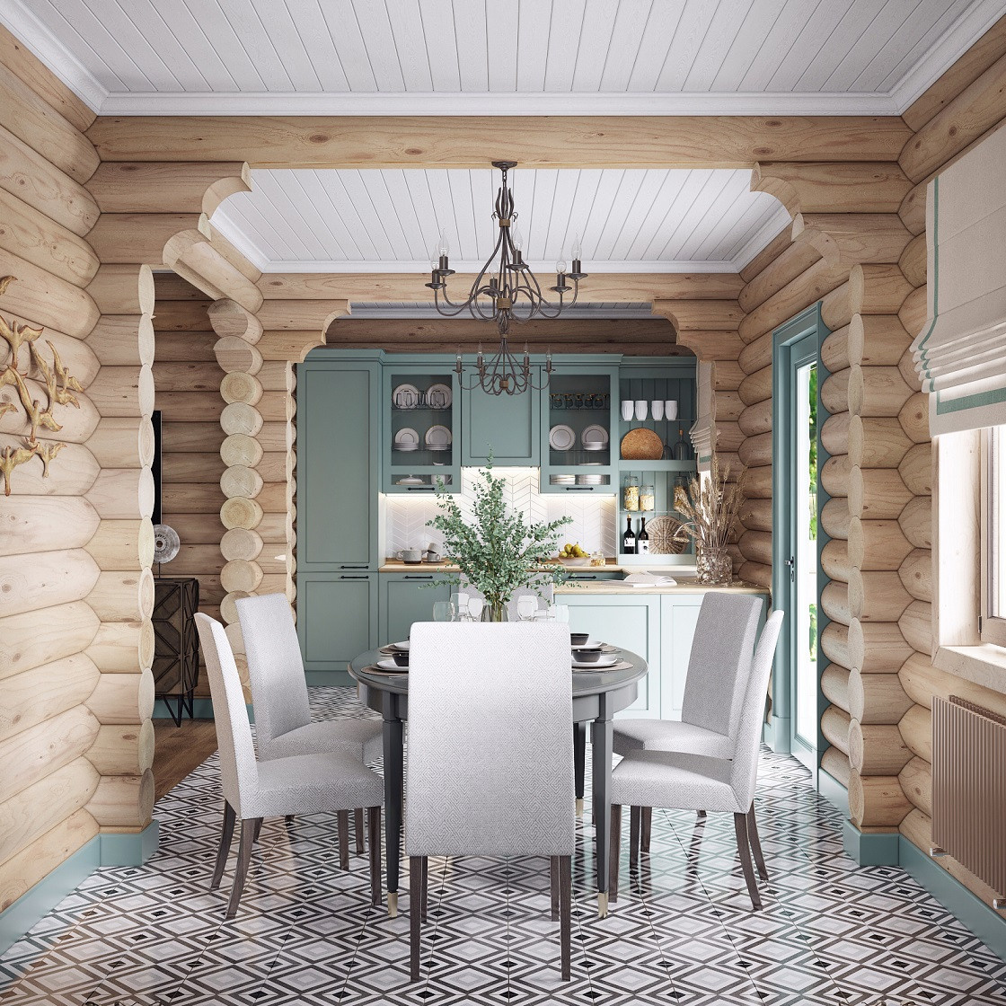 Дом из бревна. Дизайн интерьера в Москве