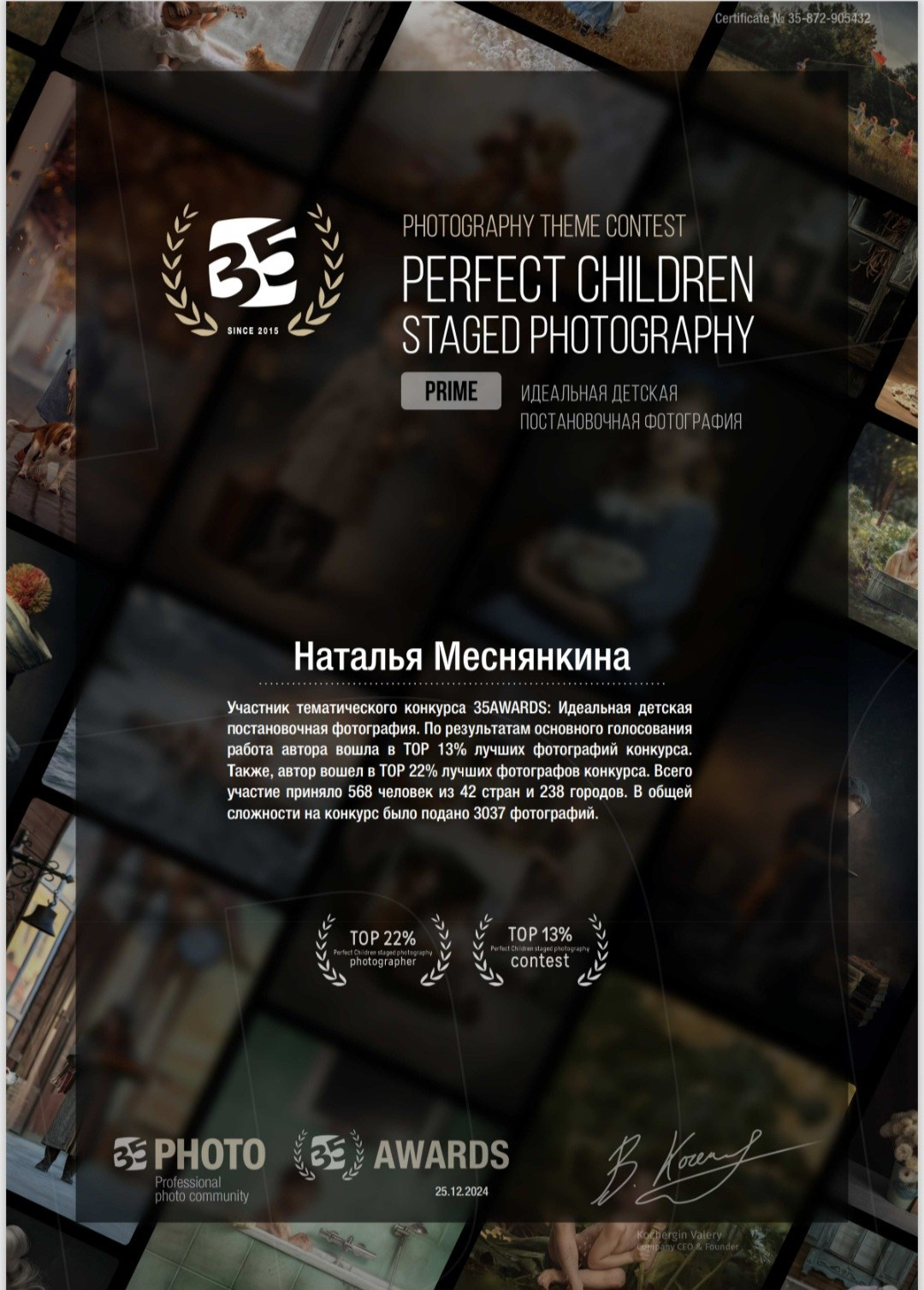 Достижения 35 AWARDS. Фотограф в Анапе Новороссийске Краснодаре Меснянкина Наталья