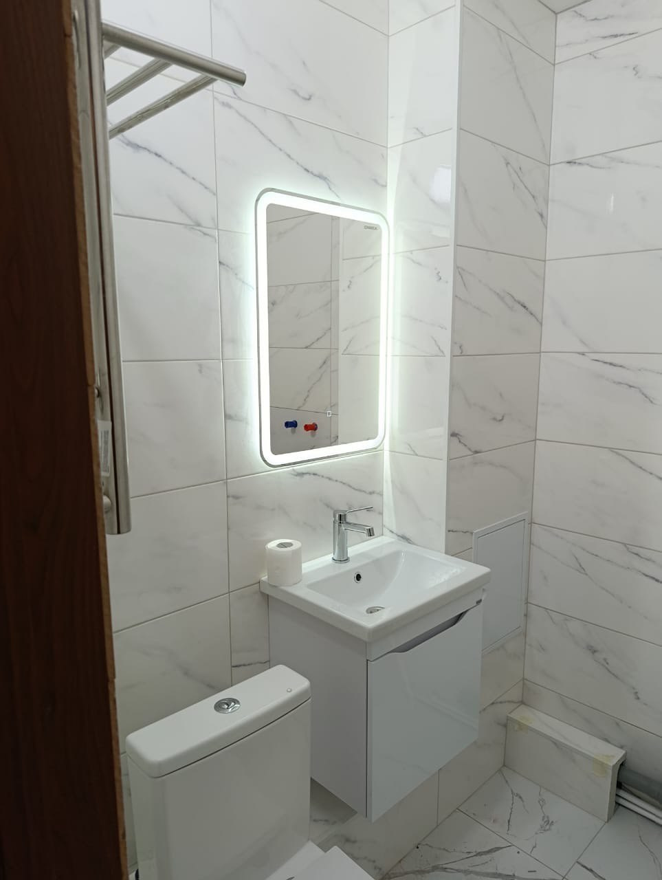 Ванная комната (ул. Андрея Адо д. 16). Ремонт санузла, туалета, ванной под ключ в Казани. Укладка плитки