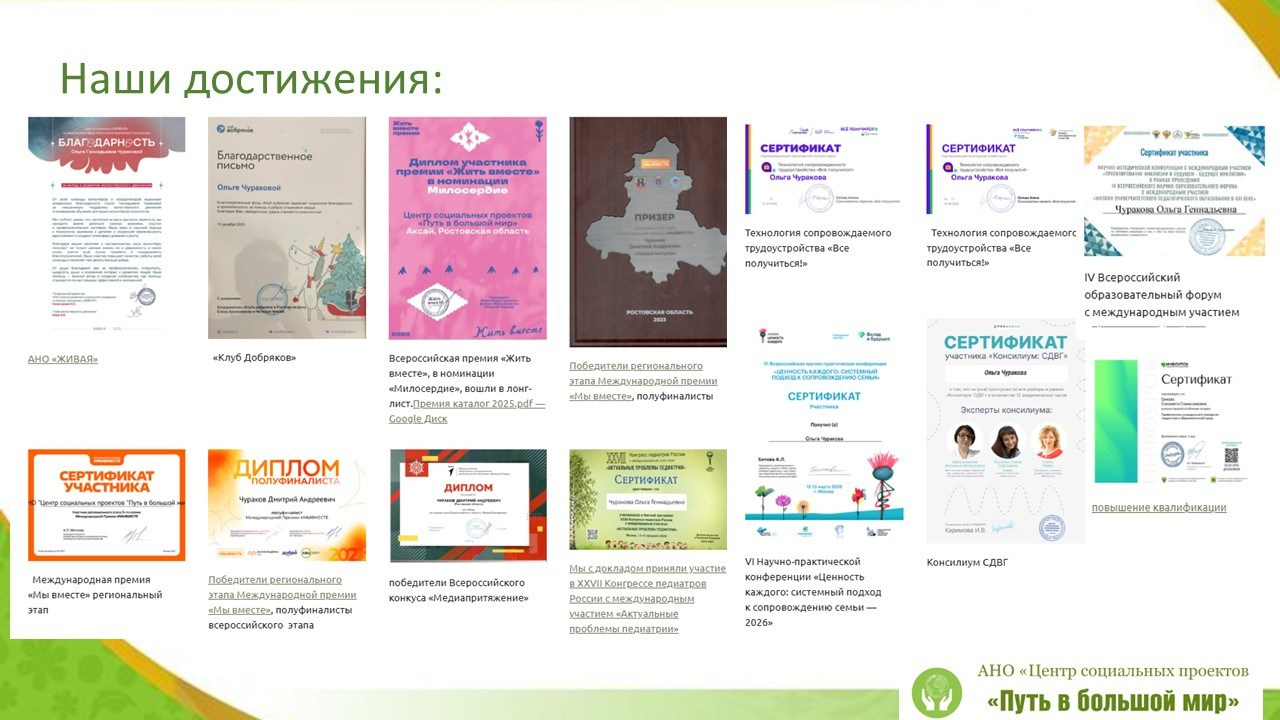 Отчёт 2025. АНО «Центра социальных проектов «Путь в большой мир»