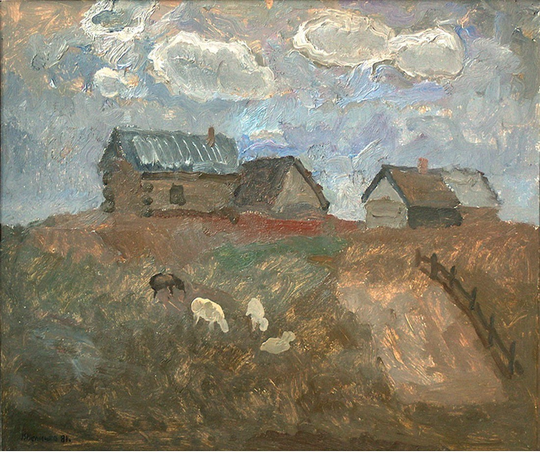 «Пейзаж с овцами» 1981 год Собр. Х. К. Видал. Чикаго. Художник Величко Вадим Семёнович