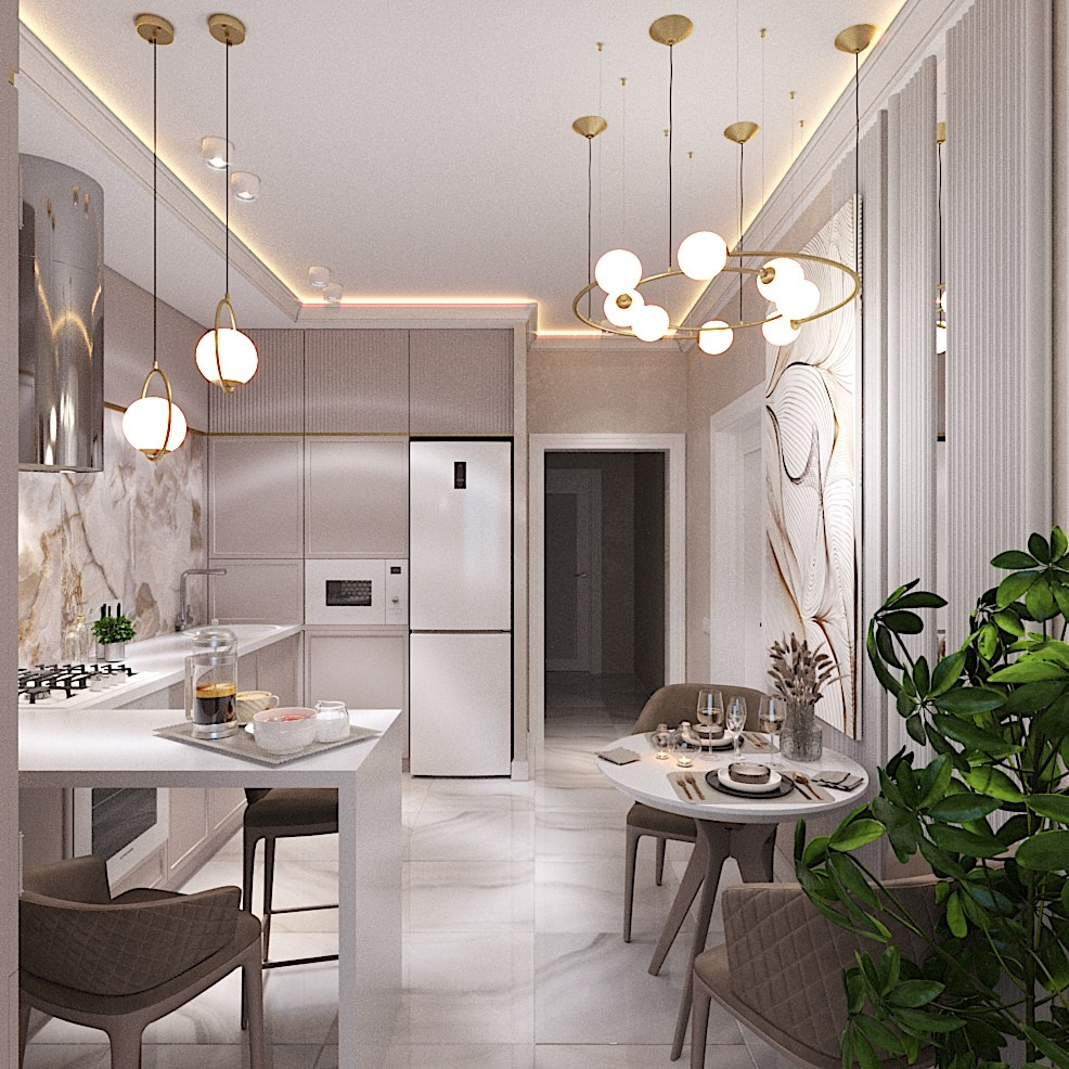 Кухня с видом на парк. Студия интерьерной визуализации и дизайна FishkaRom в Краснодаре и по всей России