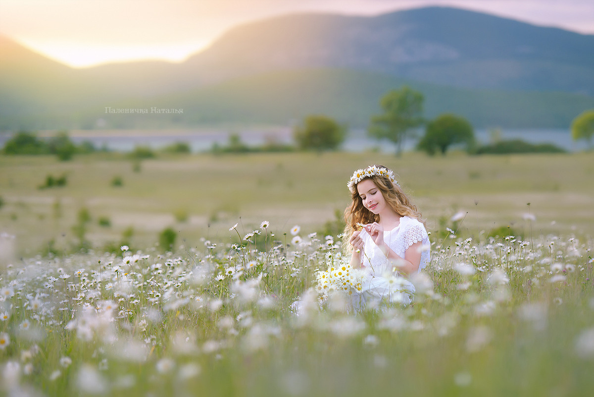 детская фотосессия в ромашковом поле в Севастополе