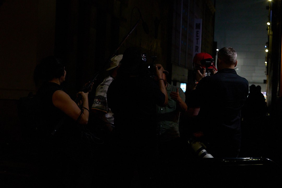 Documentary production crew filming a SUB-TRIBE interview backstage at Metro Social in Sydney, photographed by Maria Poleshchuk.