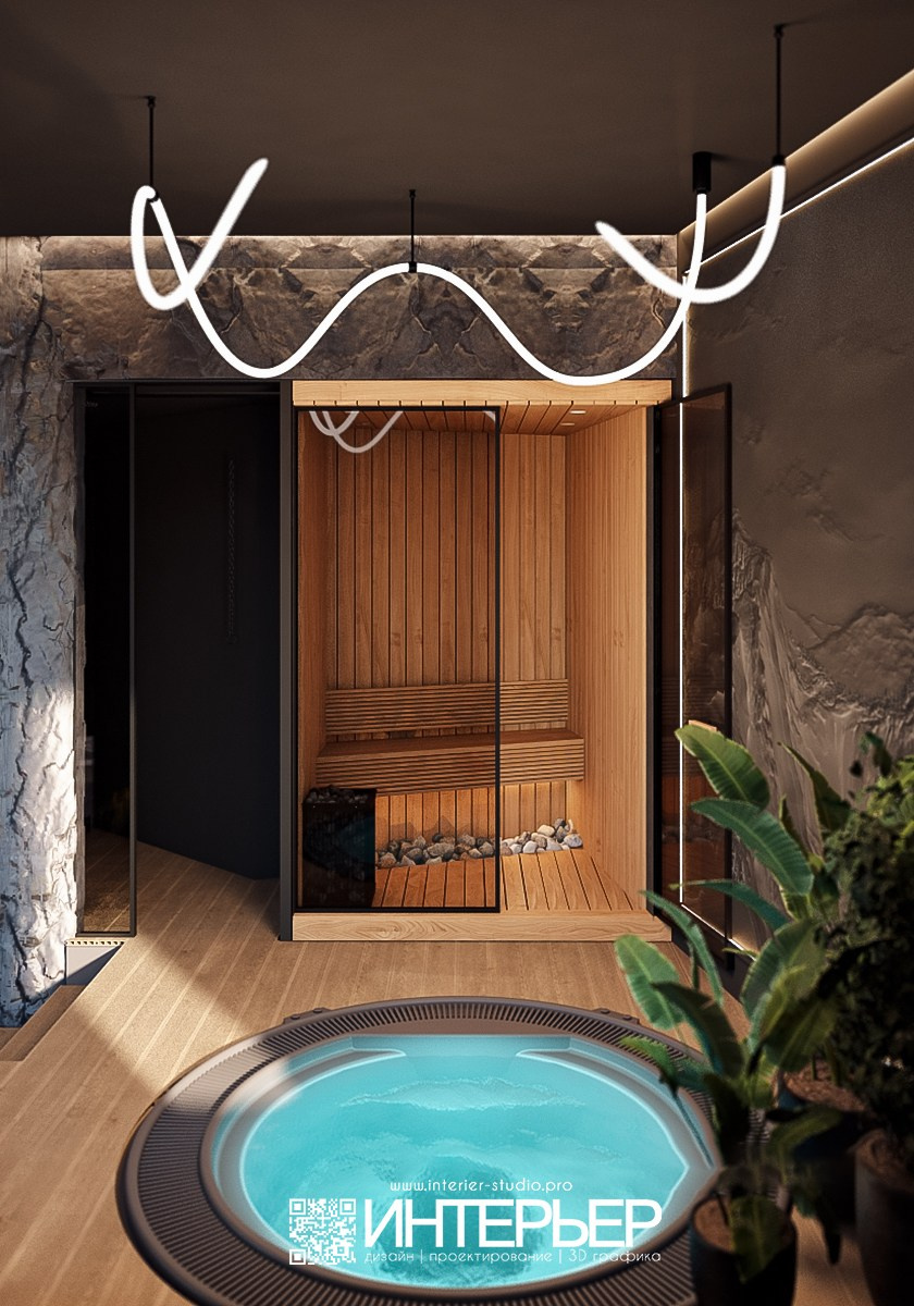 Гостевой дом со спа СТ Солнышко. Дизайн интерьера, 3D визуализация и 3D моделирование. Создание проектов и чертежей. КМВ: Кисловодск, Пятигорск, Ессентуки и удаленно