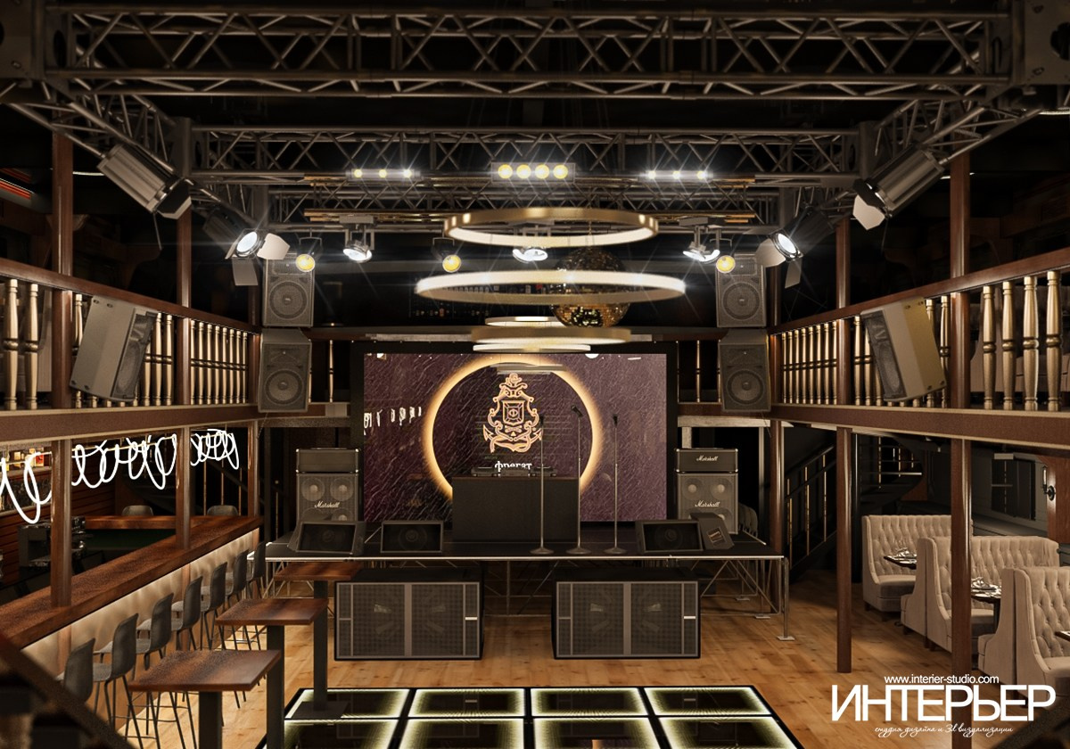 Ночной клуб на фрегате «Флагман», г. Великий Новгород. Дизайн интерьера, 3D визуализация и 3D моделирование. Создание проектов и чертежей. КМВ: Кисловодск, Пятигорск, Ессентуки и удаленно
