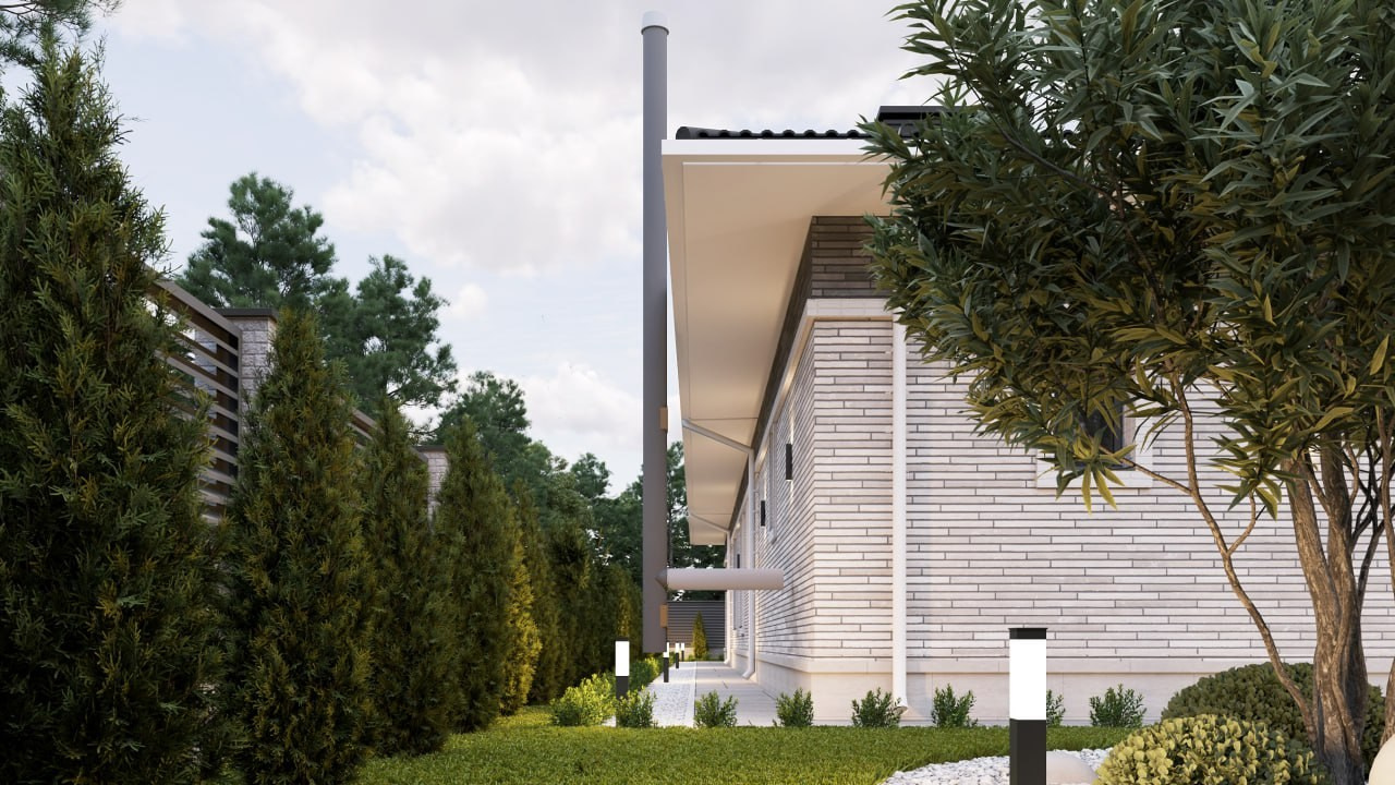 Одноэтажный дом в стиле Райта. Архитектор Вера Каракезиди