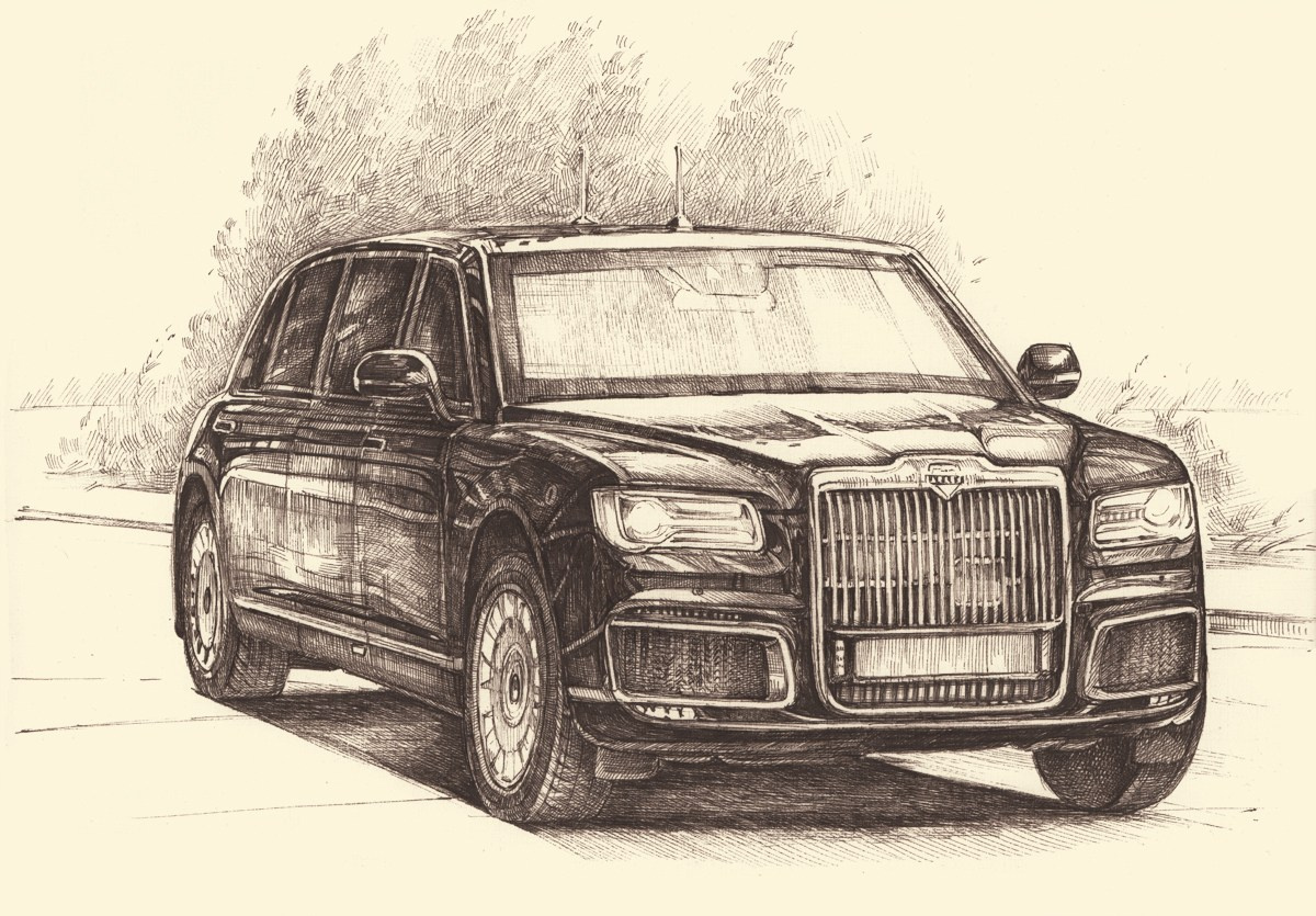 Автомобили Гаража Особого Назначения — работы для музея ГОН. Художник Александр Петрунин