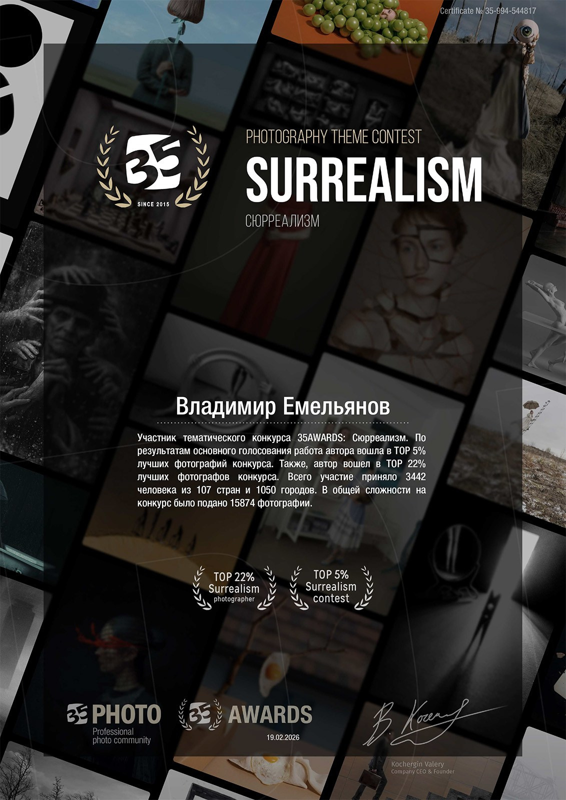 Награды и благодарности. Фотостудия Портрет Свадебный и семейный фотограф в Рязани