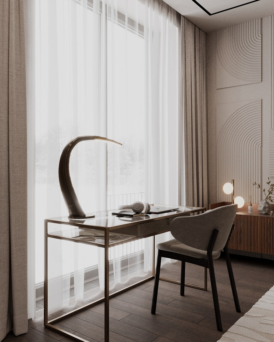 Бежевая спальня Жуковка. Визуализатор Векшина Елена