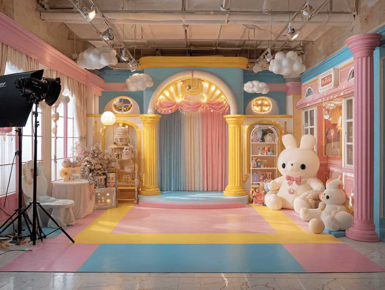 Светлая детская студия с мягким светом и игровыми зонами для фотосессии, фотограф Карасёва Елена