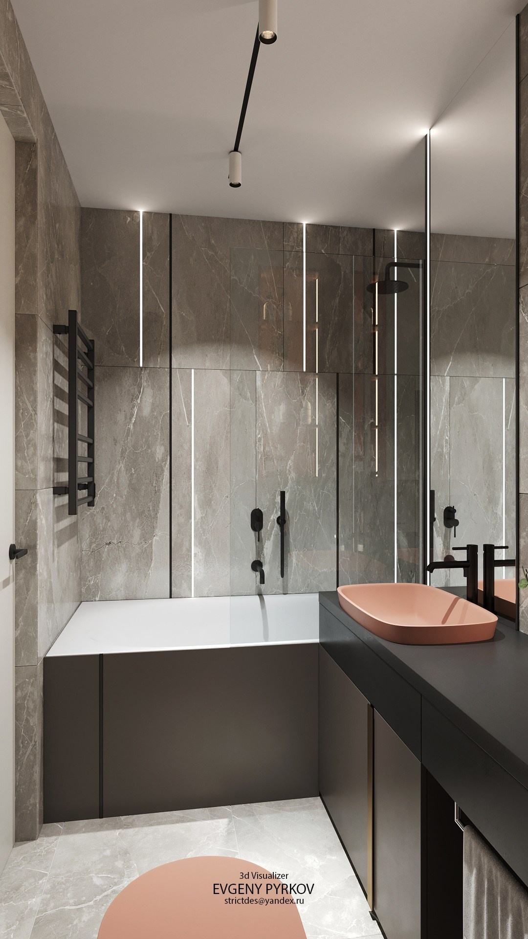 Санузел в квартире. Пермь. Клиент студия дизайна MariaArt. Евгений Пырков — 3d визуализатор интерьеров и экстерьеров России