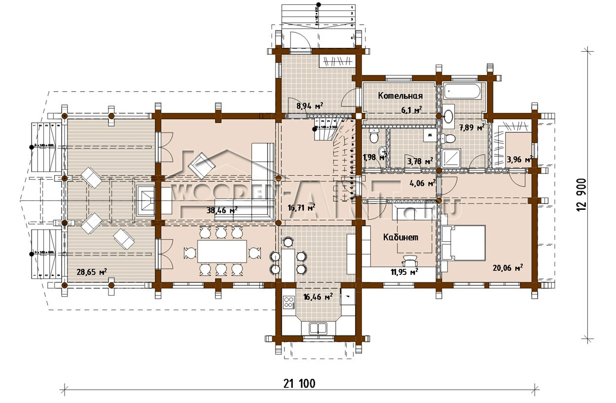 «Лесное» 252 кв. м. Проекты деревянных домов. Архитектор Ольга Мальцева