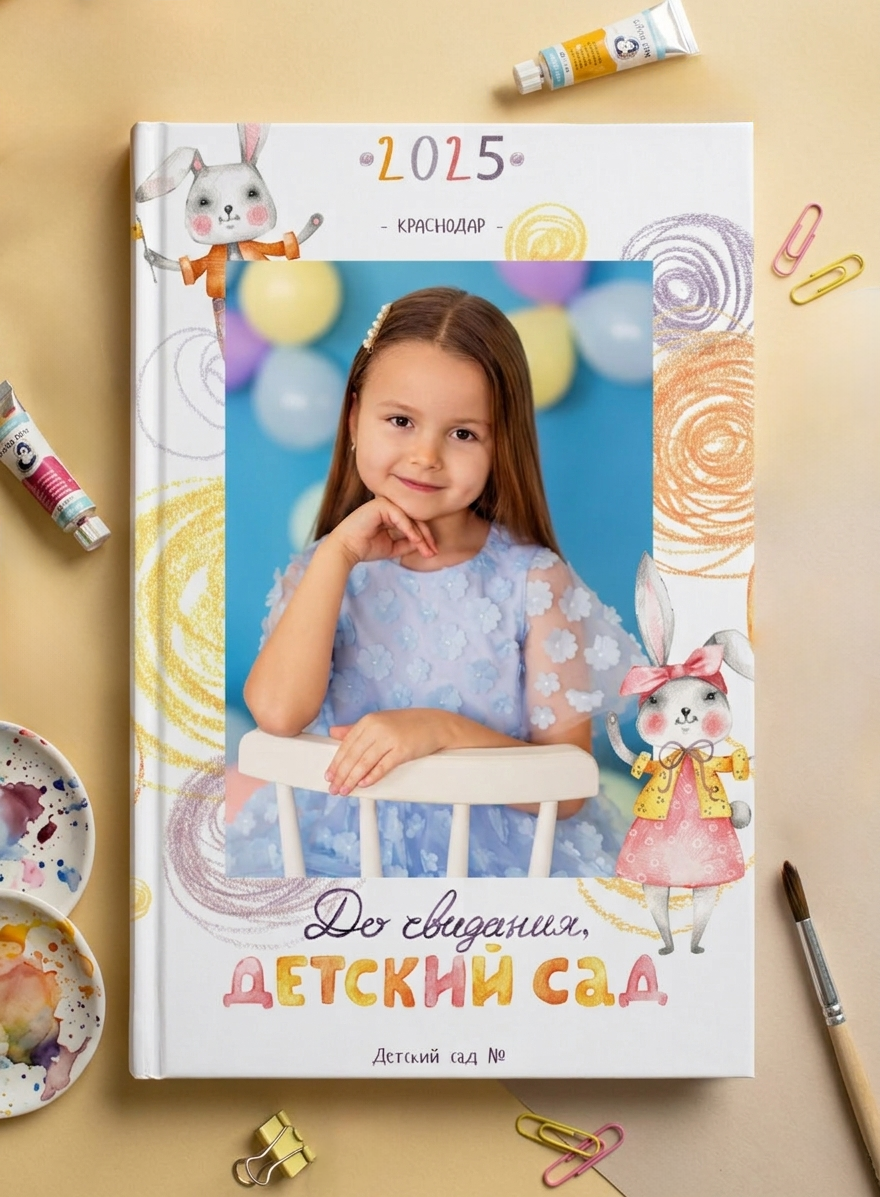 Обложка выпускного альбома детского сада с портретом ребёнка Краснодар