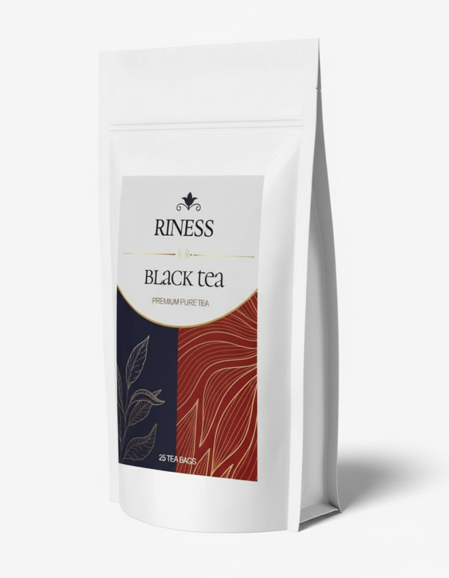 ИИ предметный визуал упаковки black tea на белом фоне — контент для карточки товара и e-commerce размещения