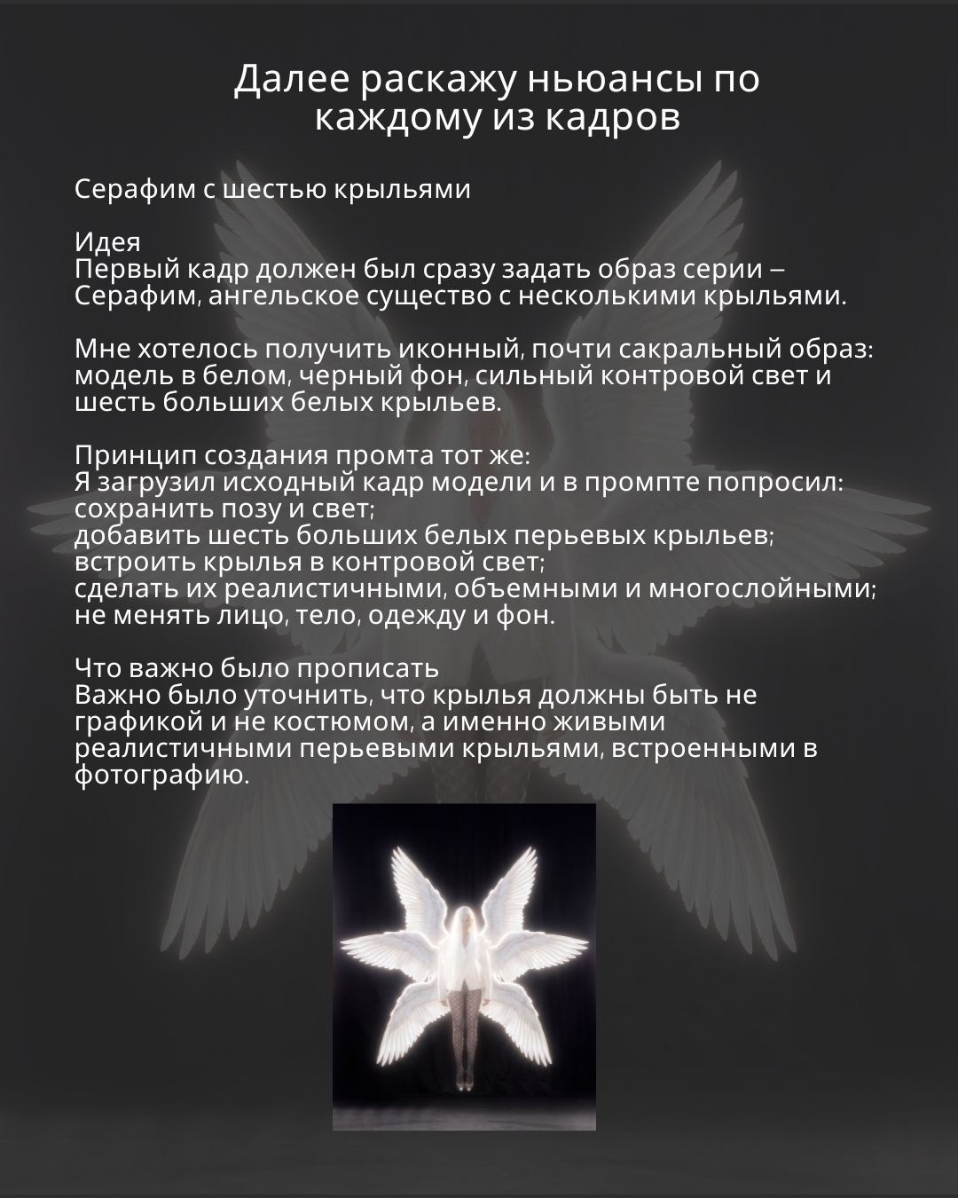Разбор промптов для ИИ-обработки фото по каждому кадру серии