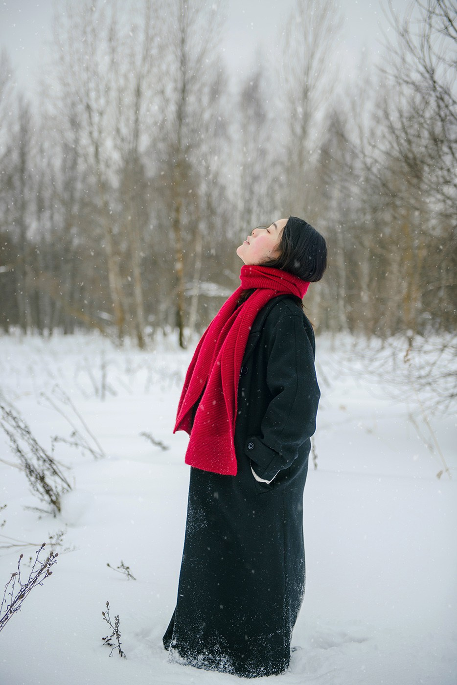 photo shoot for a girl in a winter field, snow (photography from Elena Carruthers)