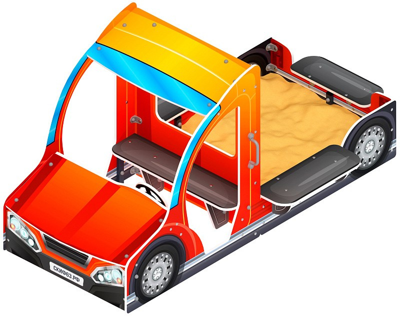 Песочница Грузовичок ИО 5.03.03-10 Габариты (ШхДхВ): 2580х1450х1250 Зона безопасности, мм: 3450х4580