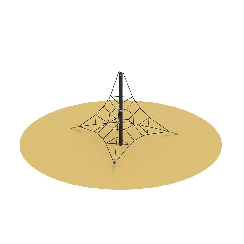 Пирамида - СК 2.05.09 сетка Габариты (ШхДхВ): 4000x3465x2960 Зона безопасности, мм: 7400х6875 Возрастные ограничения от 5 до 14 лет, весом не более 70 кг