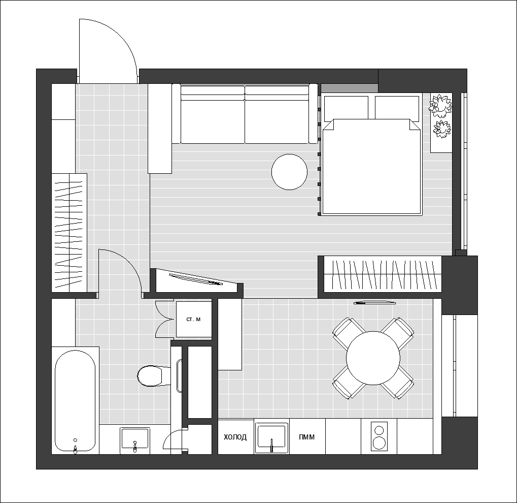 ЖК Технопарк. 1-к квартира. 38 м². Авторский дизайн интерьера