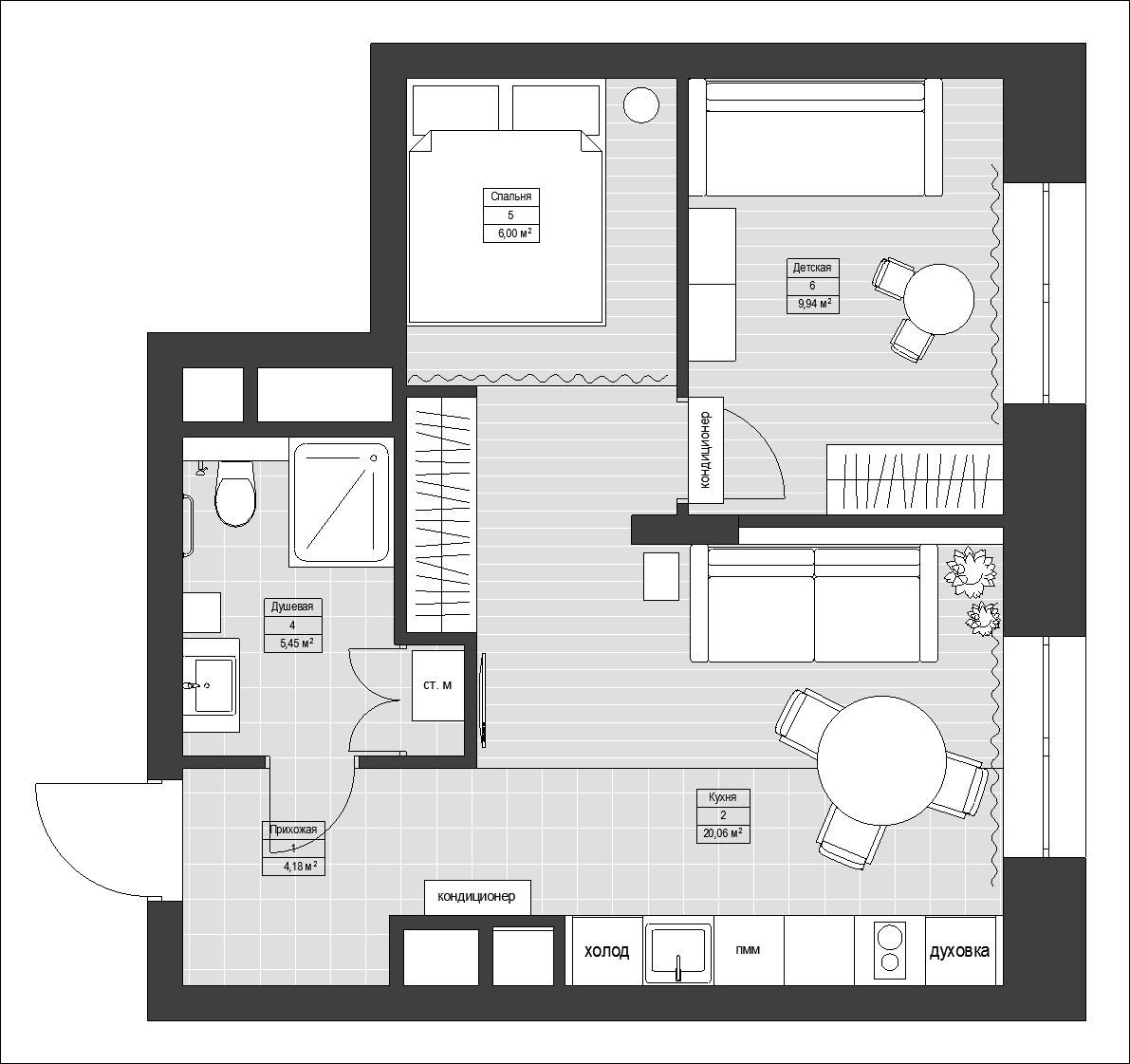 ЖК ЗИЛАРТ. 1-к квартира. 47 м². Авторский дизайн интерьера