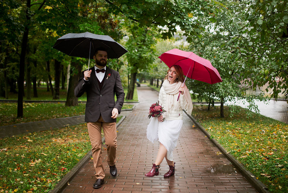Осенняя свадьба в дождь. Семейный и портретный фотограф в Москве Елена Флегант
