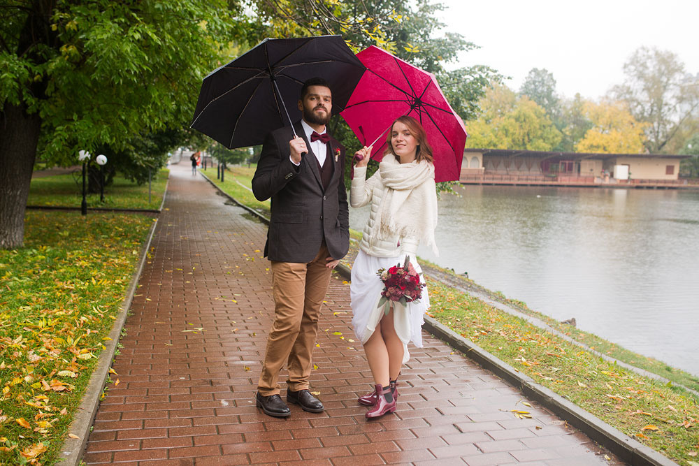 Осенняя свадьба в дождь. Семейный и портретный фотограф в Москве Елена Флегант