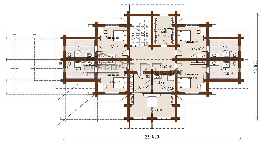 «Рыбки» 670 кв. м. Проекты деревянных домов. Архитектор Ольга Мальцева