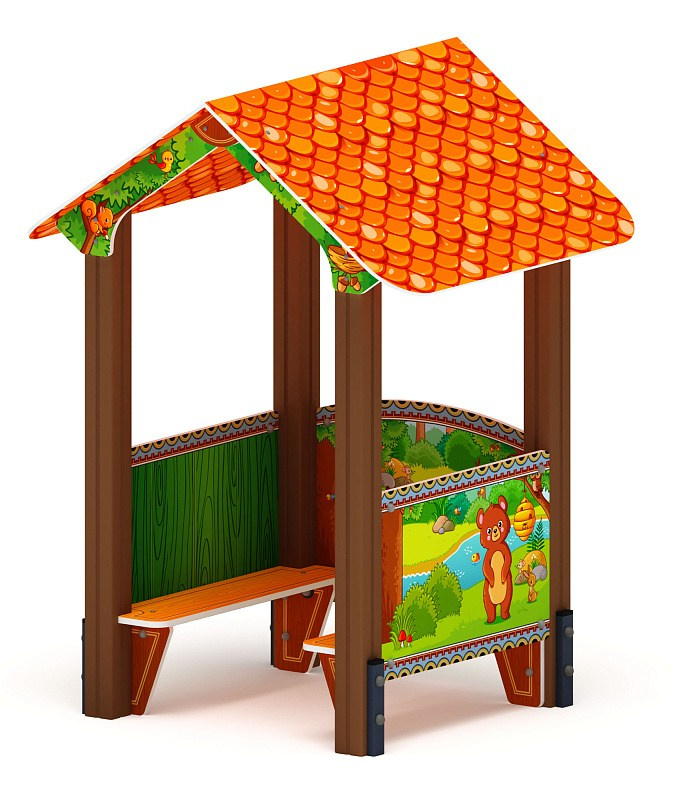 Домик малый 1 (Полянка) МФ 10.01.01-04 Габариты (ШхДхВ): 1420х1200х1850 Зона безопасности, мм: 2420х2200