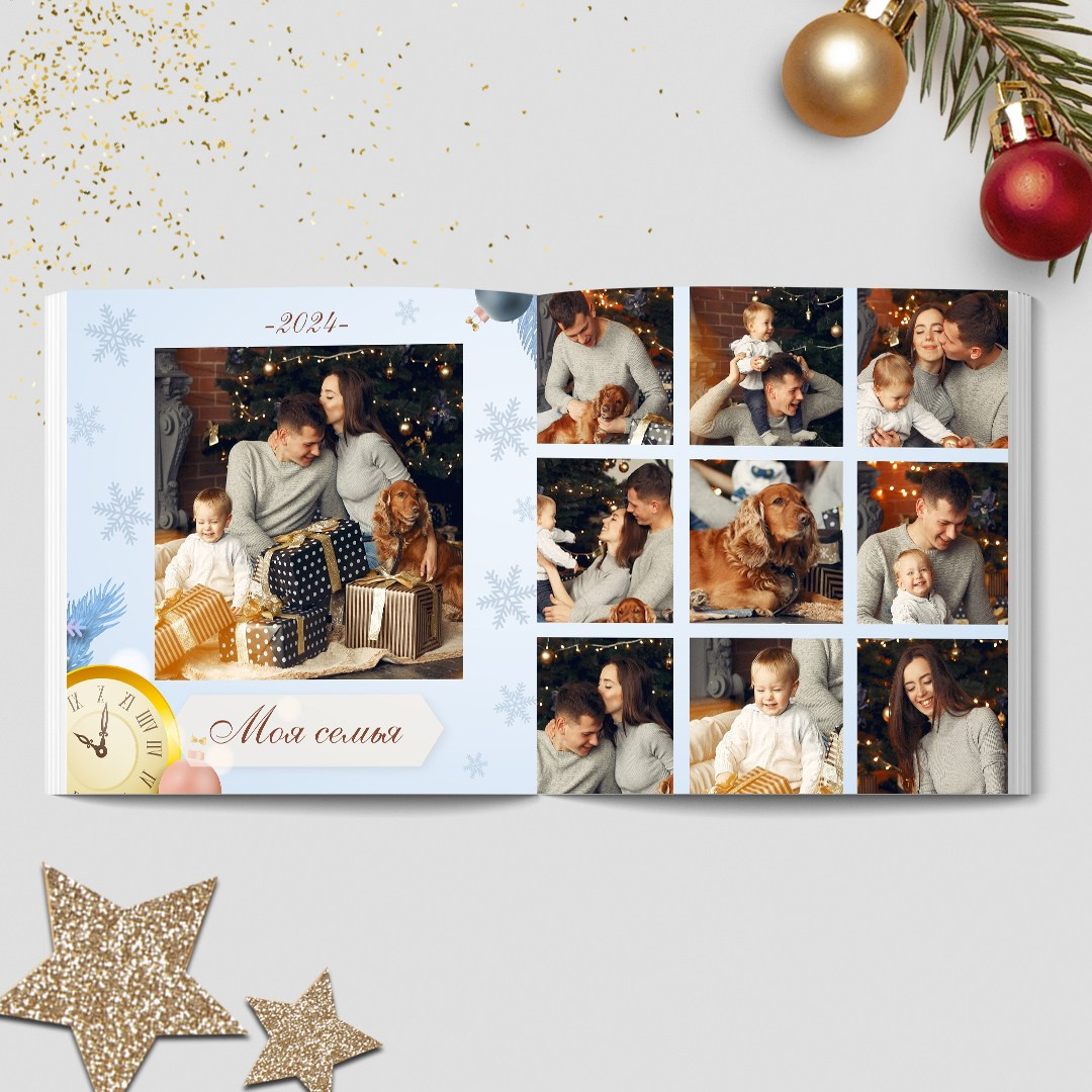 Новогодняя фотокнига дизайн «Золотые часы». Medlori fotobook Выпускные альбомы в Липецке Лариса Медведева