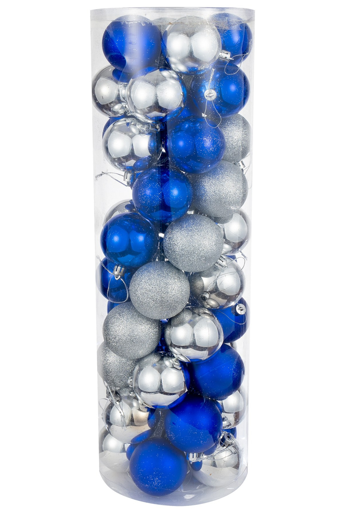 Большой набор серебряно синих шаров на елку