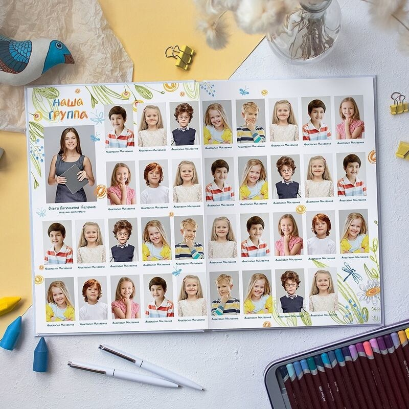 Дизайн «Цветы» для детского сада на 5 разворотов. Medlori fotobook Выпускные альбомы в Липецке Лариса Медведева