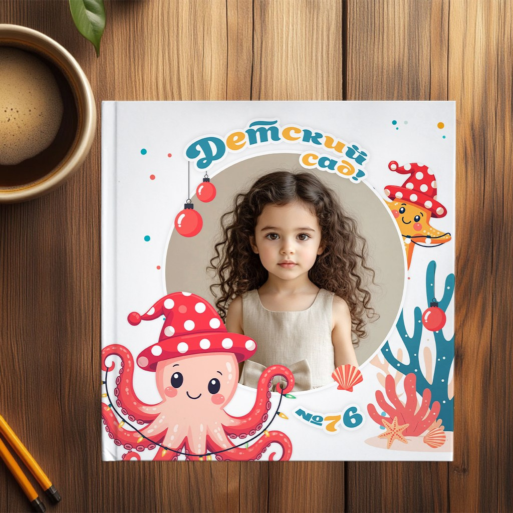medlori fotobook, Дизайн «Морской праздник», Выпускной альбом для детского сада, группа «Осьминожки»