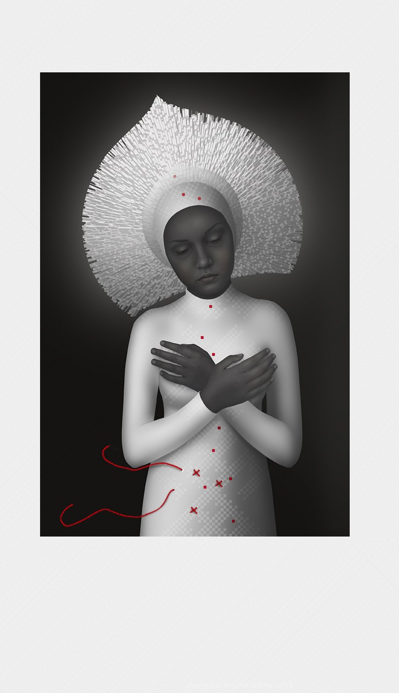 ㄹ2.1 2022-2023, original 20x30 cm, digital print on archival paper, cross stitch + certificate of authenticity. Made to order and framed. Limited to 10 pieces.