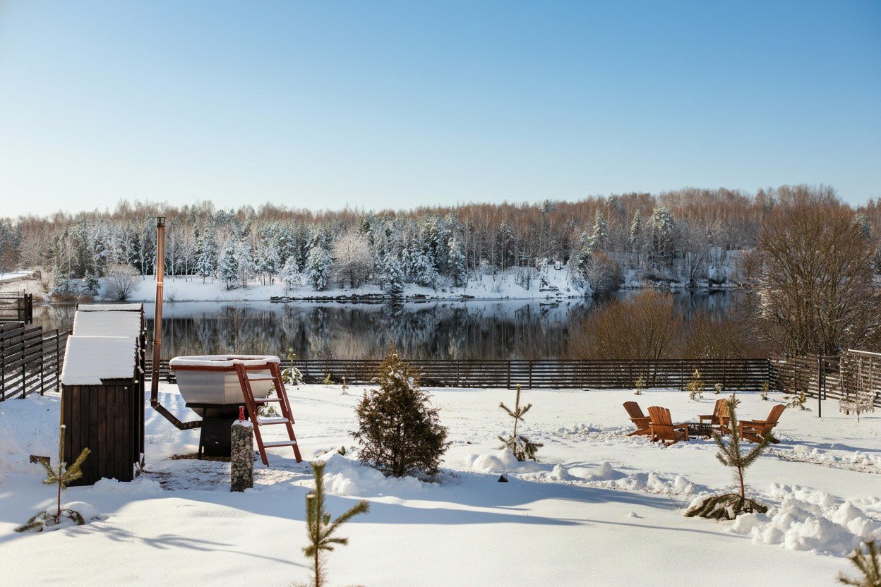 Наша территория. Глэмпинг. Аренда дома для отдыха в Брянске. Банный чан, зона BBQ. Дом на озере в Брянске. Отдых Брянск