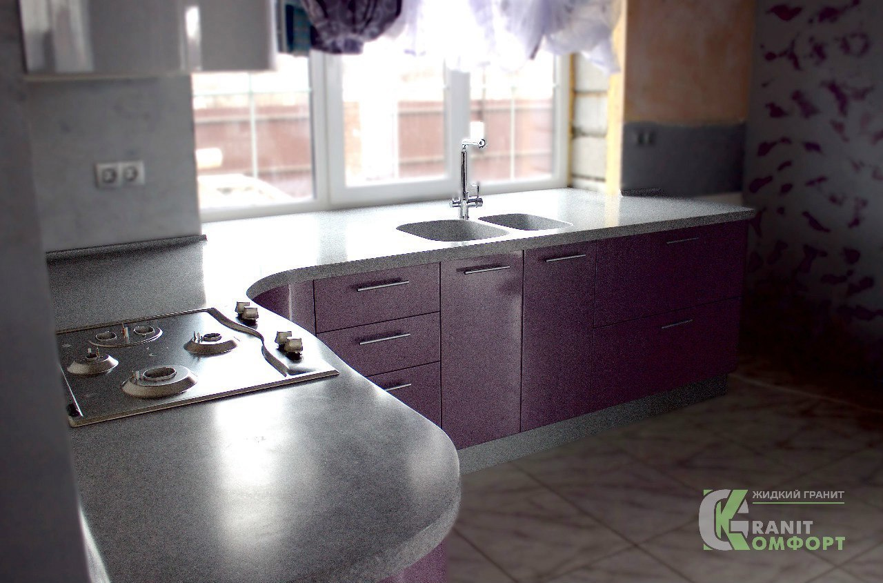Столешницы на угловой кухонный гарнитур. Гранит-Комфорт|Столешницы из искусственного камня в Перми |Пермь