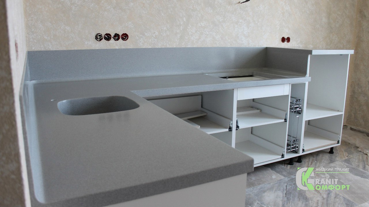 Столешницы на угловой кухонный гарнитур. Гранит-Комфорт|Столешницы из искусственного камня в Перми |Пермь