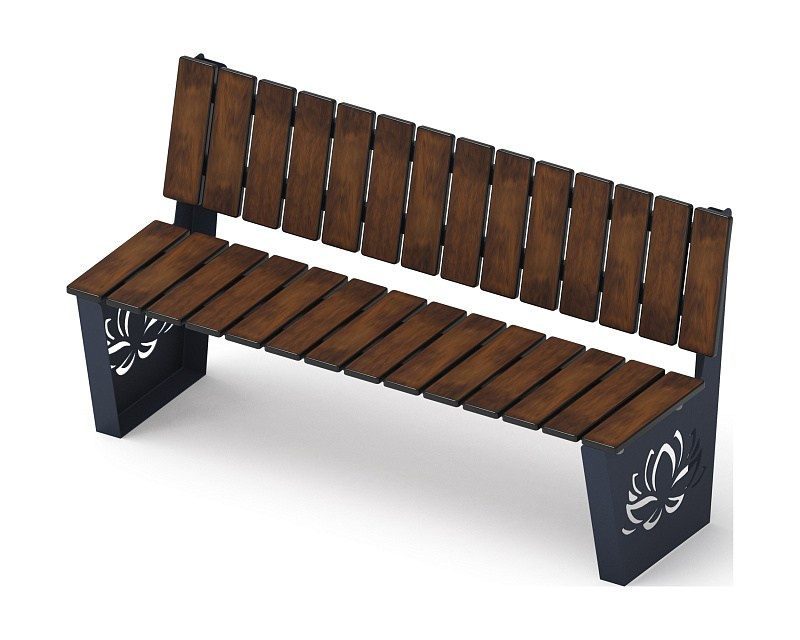Скамья Лотос - МФ 42.02.01 (Темный дуб) (под анкера) Габариты (ШхДхВ): 1530x570x830 мм Зона безопасности, мм: 1695х2950