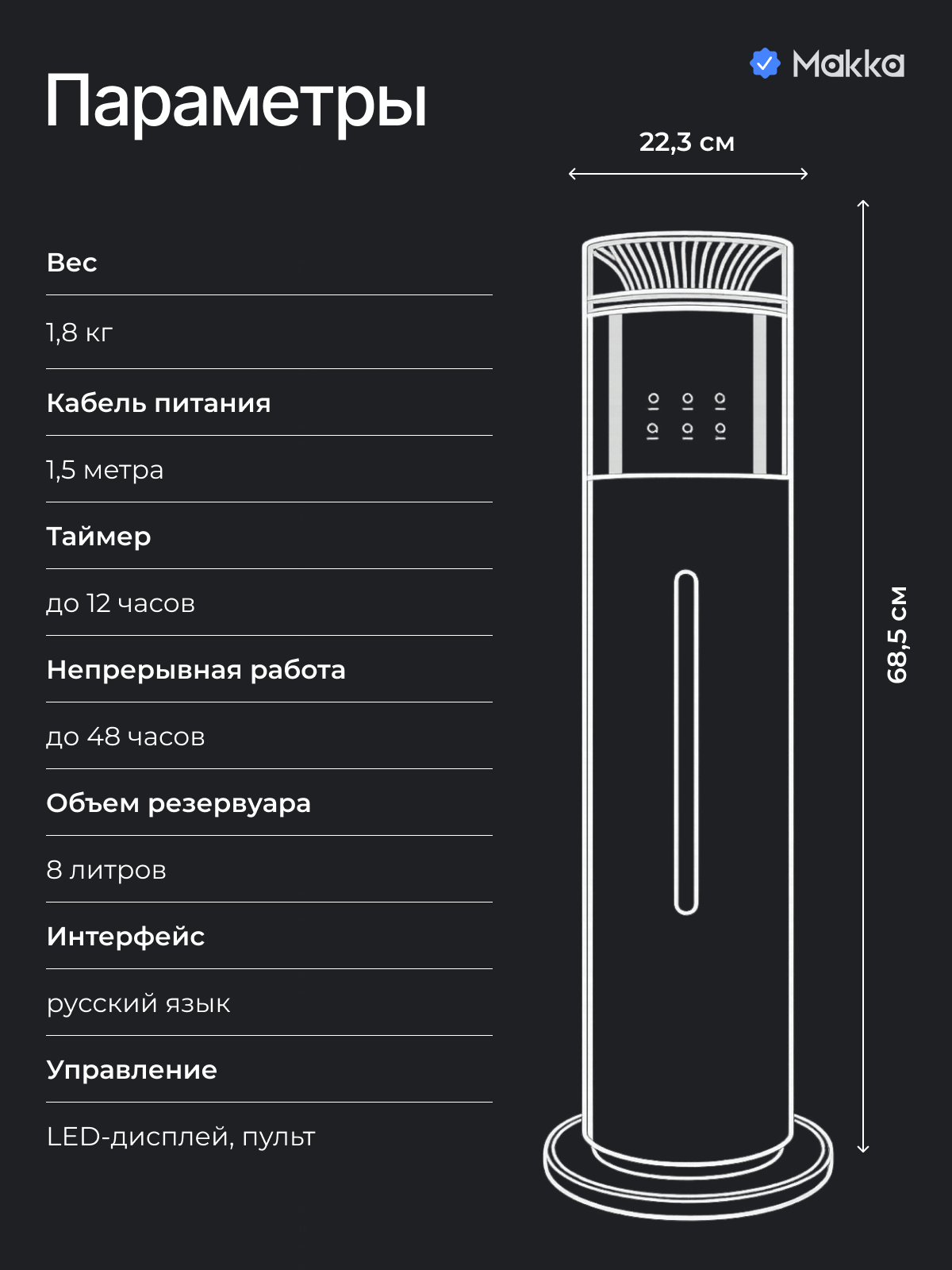 Увлажнитель воздуха. Инфографика | Визуальный нейромаркетинг | Дизайн карточек для маркетплейсов