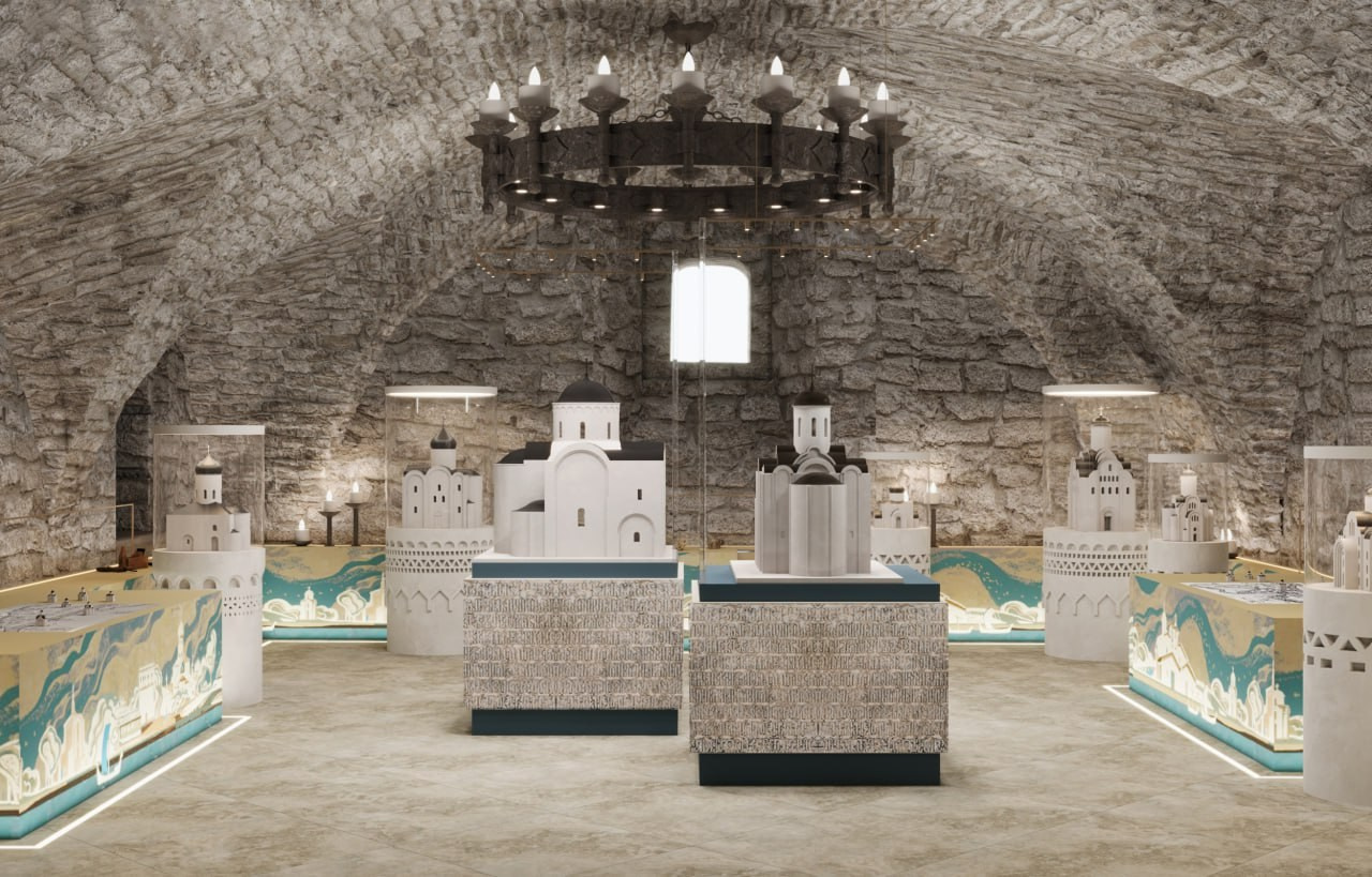 Эскиз керамического панно для оформления интерьера музея на территории Мирожского монастыря. Витраж и мозаика на заказ в Санкт-Петербурге