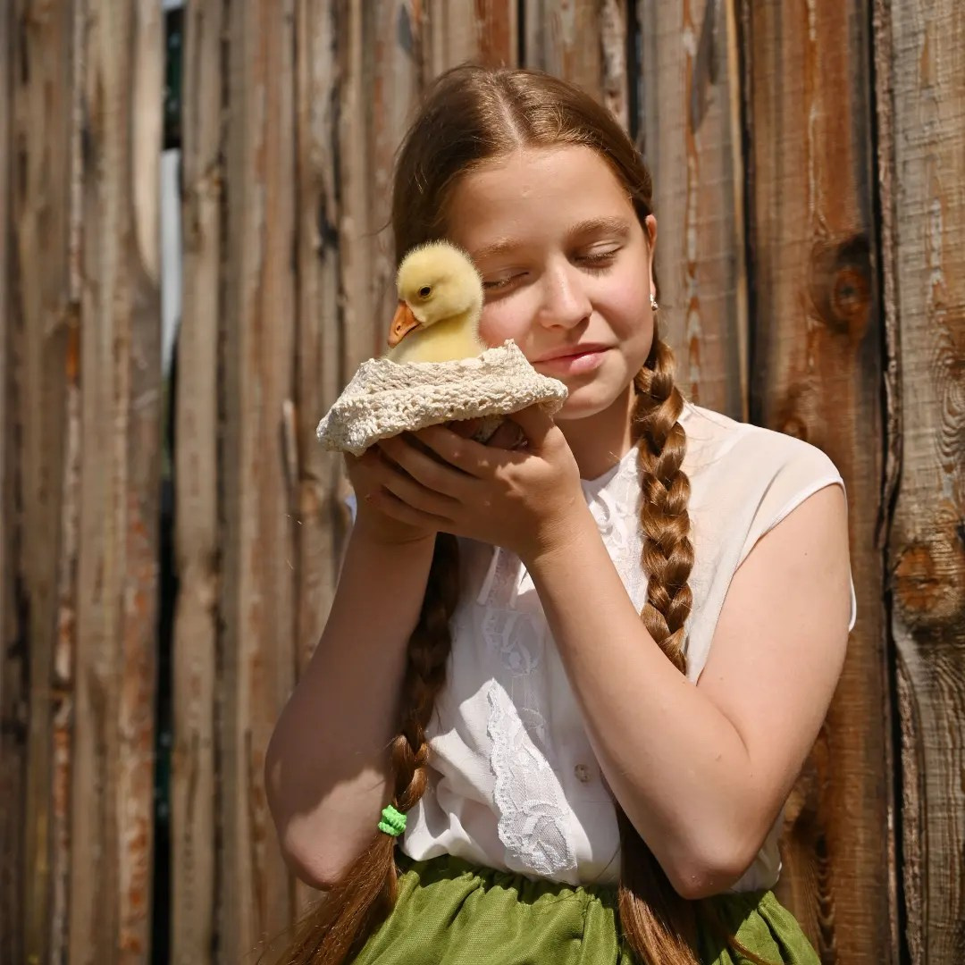 Дети и гусята. Семейный и детский фотограф в Хакасии