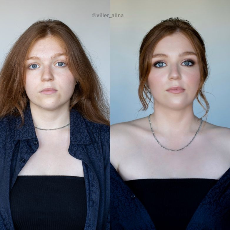 изменения с помощью макияжа до после