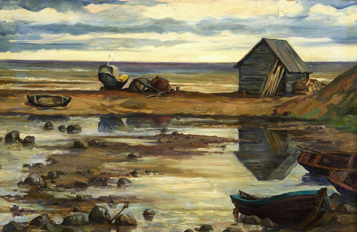 Белое море. Отлив. Холст, масло