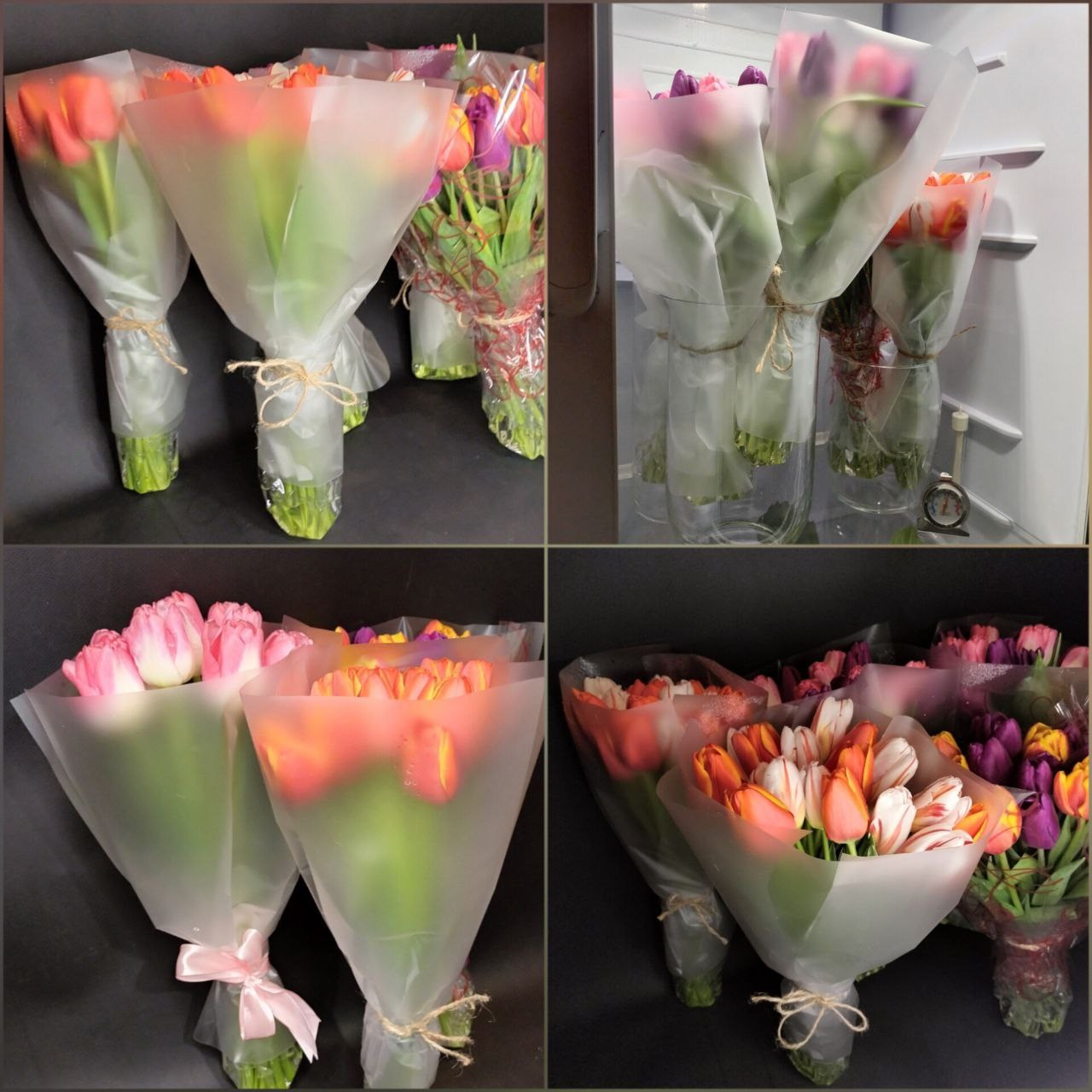 Классические "кульки" из тюльпанов в матовой плёнке