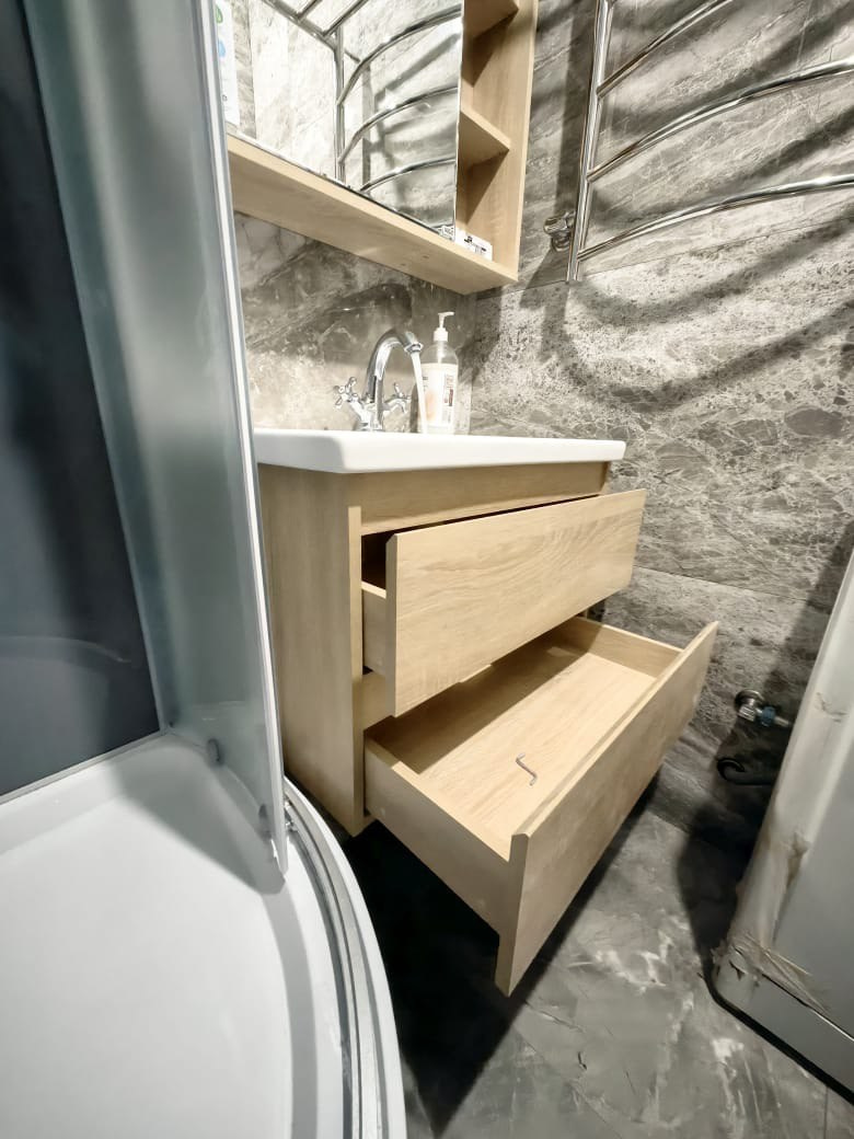 Ванная комната (ул. Чуйкова д. 38). Ремонт санузла, туалета, ванной под ключ в Казани. Укладка плитки