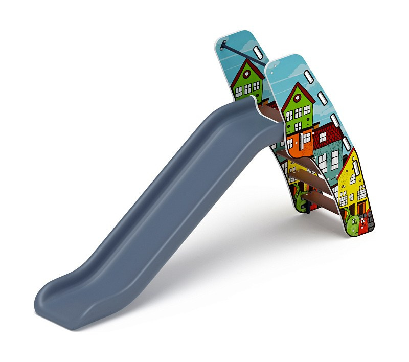 Горка пластиковая - ИО 42.01.01-05 - (серый скат) H=1200 (Город) Габариты (ШхДхВ): 3480х750х2000 Зона безопасности, мм: 6980х3750 Скат горки: H=1200 (пластиковый скат) Возрастные ограничения от 3 до 12 лет, весом не более 70 кг