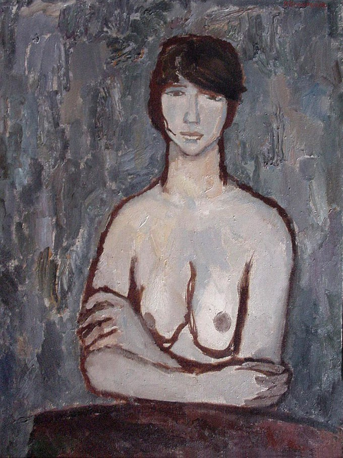 «Сидящая обнаженная» 1978 год Собр. Т.Вонг. Гонконг. Художник Величко Вадим Семёнович